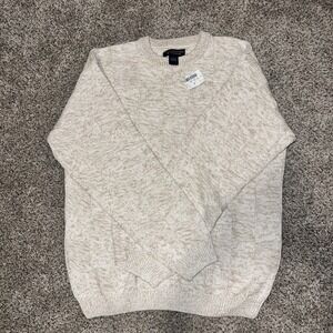 VintageRoundtree & Yorke Sweater Mens Large Cable Knit Pullover Tan Beige Cotton